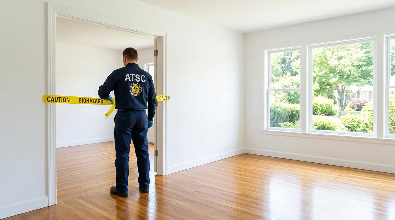 Certified biohazard cleanup crew performing Trauma Scene Cleanup in Coldwater